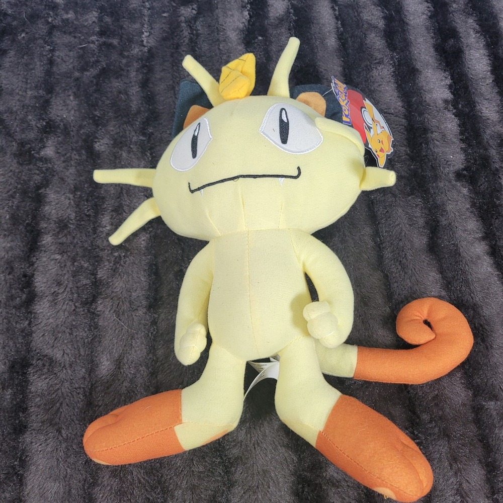 Pokemon Meowth Character Plush Yellow Stuffed Animal Toy NWT